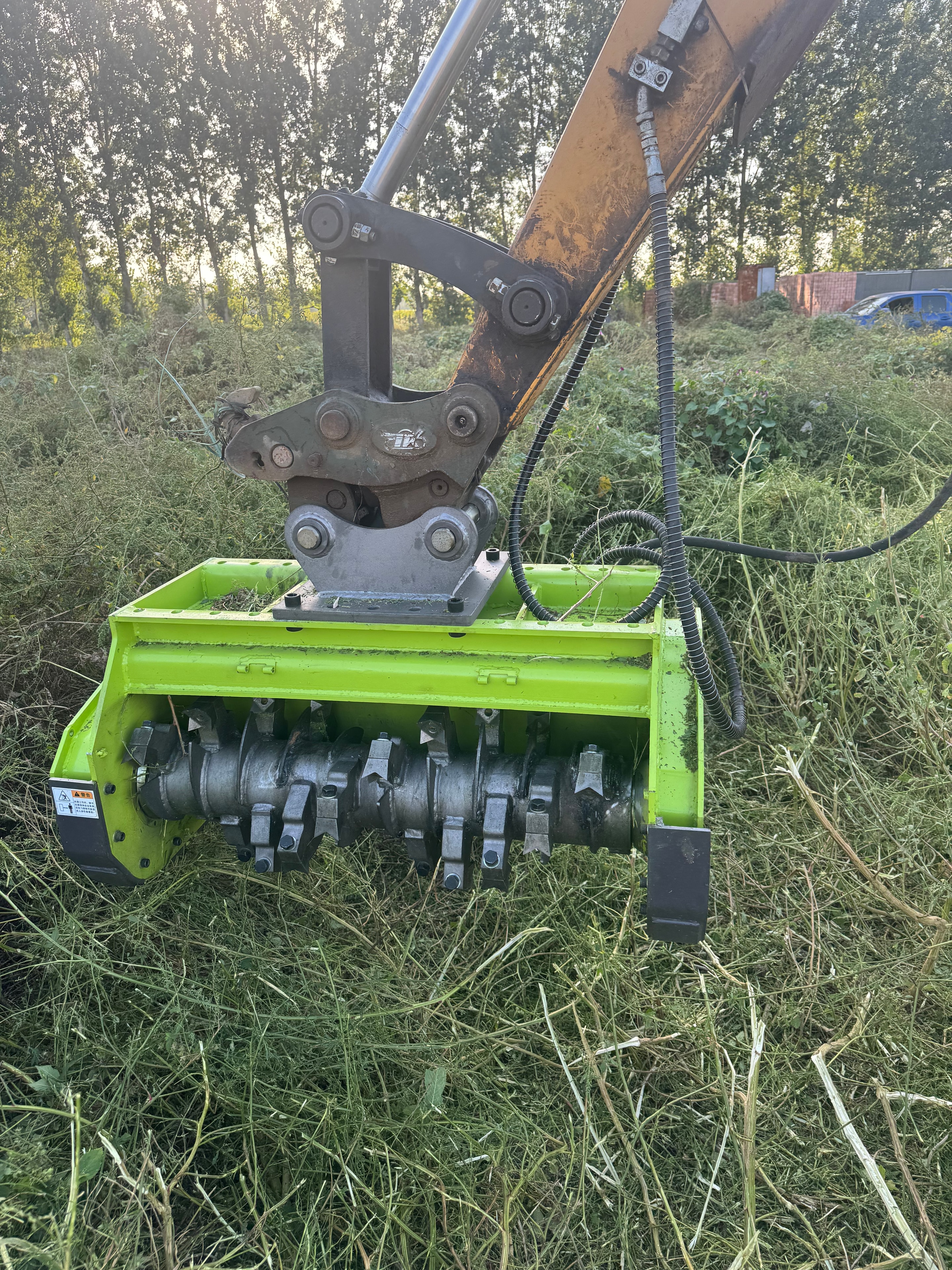 Excavator Brush Cutter rotor and cutting teeth close-up detail