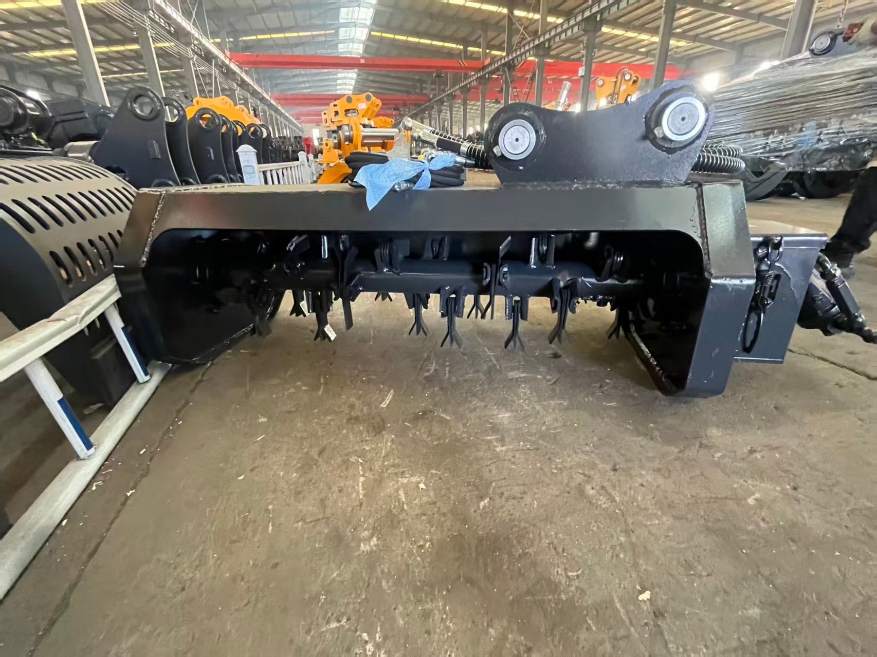 PANDA FORCE Excavator Flail Mower — all-black product photo showing flail rotor detail